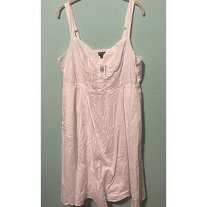 Torrid 3x Women’s White Poplin Dress Wedding Rushing Straps Pockets $79 MSRP